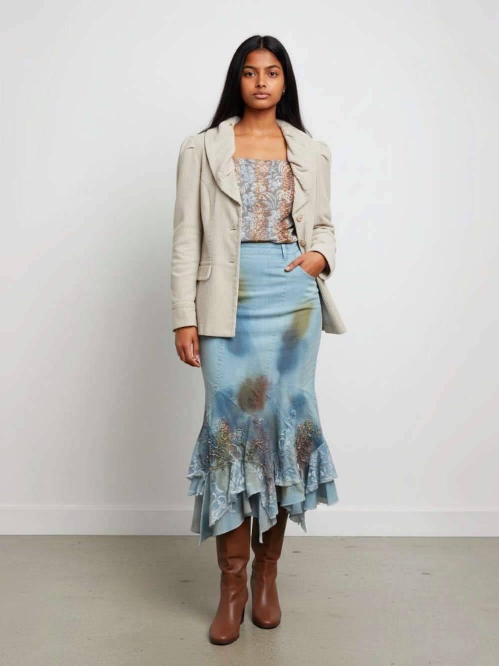 Y2K Fairycore NWT Skirt- Sz Md Beaded With Lace Details